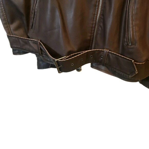 Women's NWT 3X Brown Faux Leather Oversized Zip Up Moto Biker Jacket  Wild Fable - Picture 7 of 8